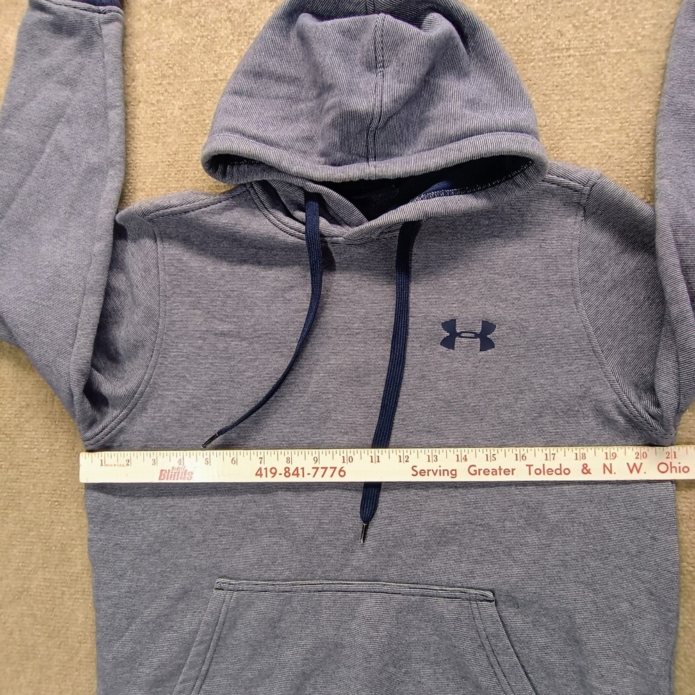 Under Armour Coldwear Hoodie Mens‎ M Cotton Navy Blue Pin Stripe Logo Sweatshirt - Picture 5 of 7